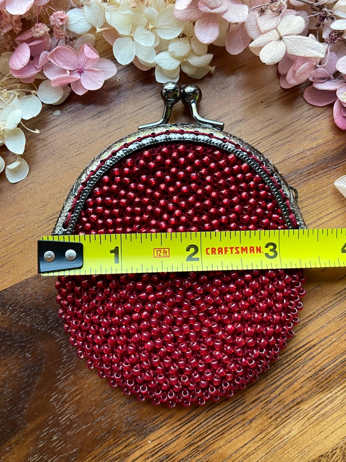 Handmade Ruby Red Glass Beaded Crocheted Rosary Pouch/ Coin Purse. - Etsy