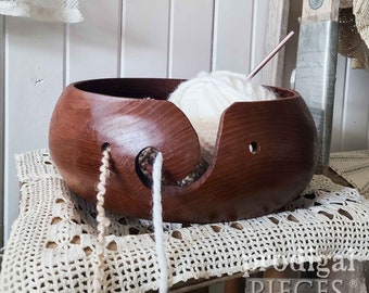 Wooden Yarn Bowl ~ Large ~ Farmhouse, Boho, Cottage Style Home Decor