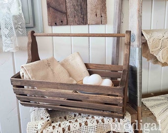 Antique Style Slat Tote ~ Farmhouse, Cottage