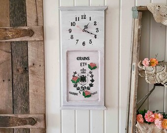 Vintage Style Wall Clock with Magnets ~ Shabby Chic, French Farmhouse, Cottage