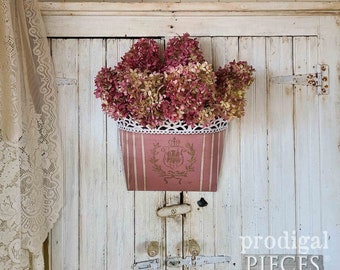 Metal Wall Pocket ~ French Chic ~ Farmhouse, Shabby, Cottage Chic