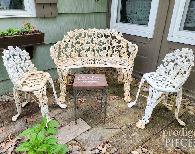 Vintage Cast Iron Patio Set 4 Pieces Farmhouse Cottage Etsy