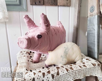 Fabric Pig Sculpture ~ Farmhouse, Cottage Chic