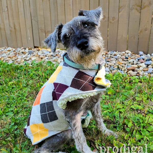 Sherpa Dog Sweater ~ Medium ~ Argyle ~ Handmade Coat for Dogs