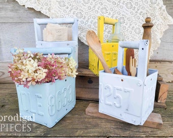 Reclaimed License Plate Caddy ~ Handmade Farmhouse, Shabby Chic, Cottage Decor