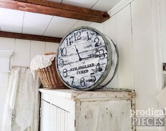 Farmhouse Cheese Box ~ Faux Clock Storage ~ Rustic Chic, Cottage, Industrial