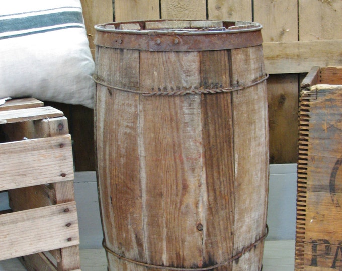 Antique Wooden Nail Barrel Rustic Vintage Appeal Primitive Etsy