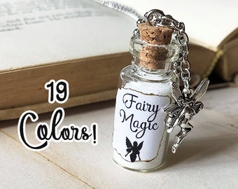 Fairy Magic Glass Bottle Necklace Charm - 2ml Magic Dust Sparkle Glitter Vial Pendant - Kawaii Fairies