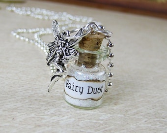 Fairy Dust Glass Bottle Necklace Charm - 0.5ml Magic Dust Sparkle Glitter Vial Pendant - Christmas Fairy