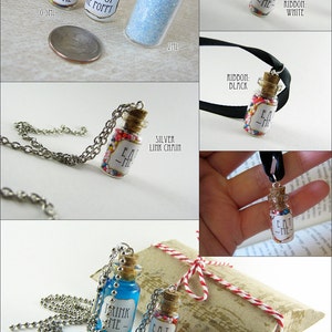 Drink Me Alice in Wonderland 0.5ml Glass Bottle Necklace Charm Cork Vial Pendant Christmas Fantasy image 5