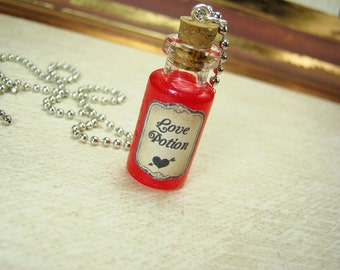 Love Potion 2ml Glass Bottle Necklace Charm - Vial Pendant - Valentine's Day Cupid Love