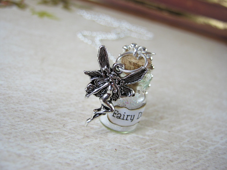 Fairy Dust Glass Bottle Necklace Charm 0.5ml Magic Dust Sparkle Glitter Vial Pendant Christmas Fairy image 2