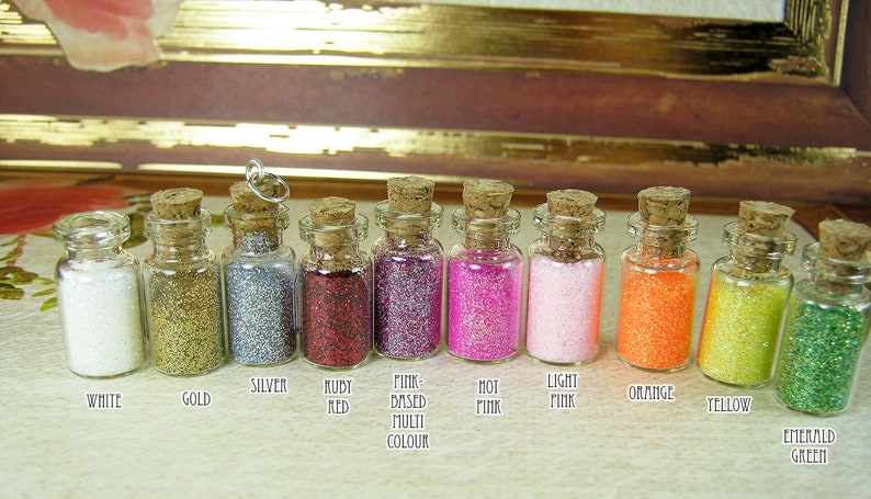 Fairy Dust Glass Bottle Necklace Charm 0.5ml Magic Dust Sparkle Glitter Vial Pendant Christmas Fairy image 3