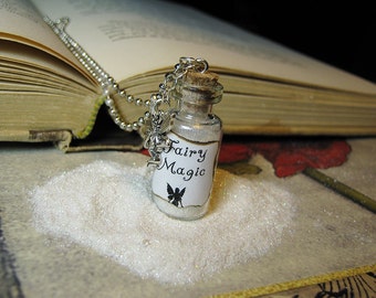 Fairy Magic Glass Bottle Necklace Charm - 2ml Magic Sparkle Glitter Vial Pendant - Kawaii Fairies