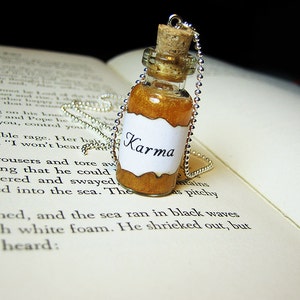 Karma Glass Bottle Necklace Charm Good Luck Energy Cork Vial Pendant image 2