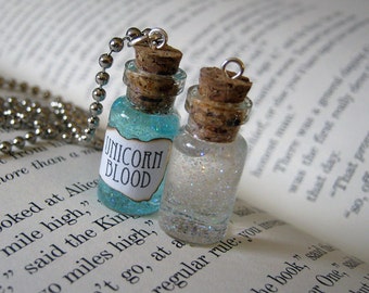 Unicorn Blood 1ml Glass Bottle Necklace Charm - Glass Vial Pendant - Unicorn's Blood Cute Magic