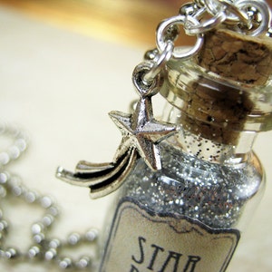 Stardust 2ml Glass Bottle Necklace Charm Star Dust Cork Bottle Vial Pendant Silver Fairy Tale Star image 3