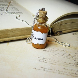 Karma Glass Bottle Necklace Charm Good Luck Energy Cork Vial Pendant image 4