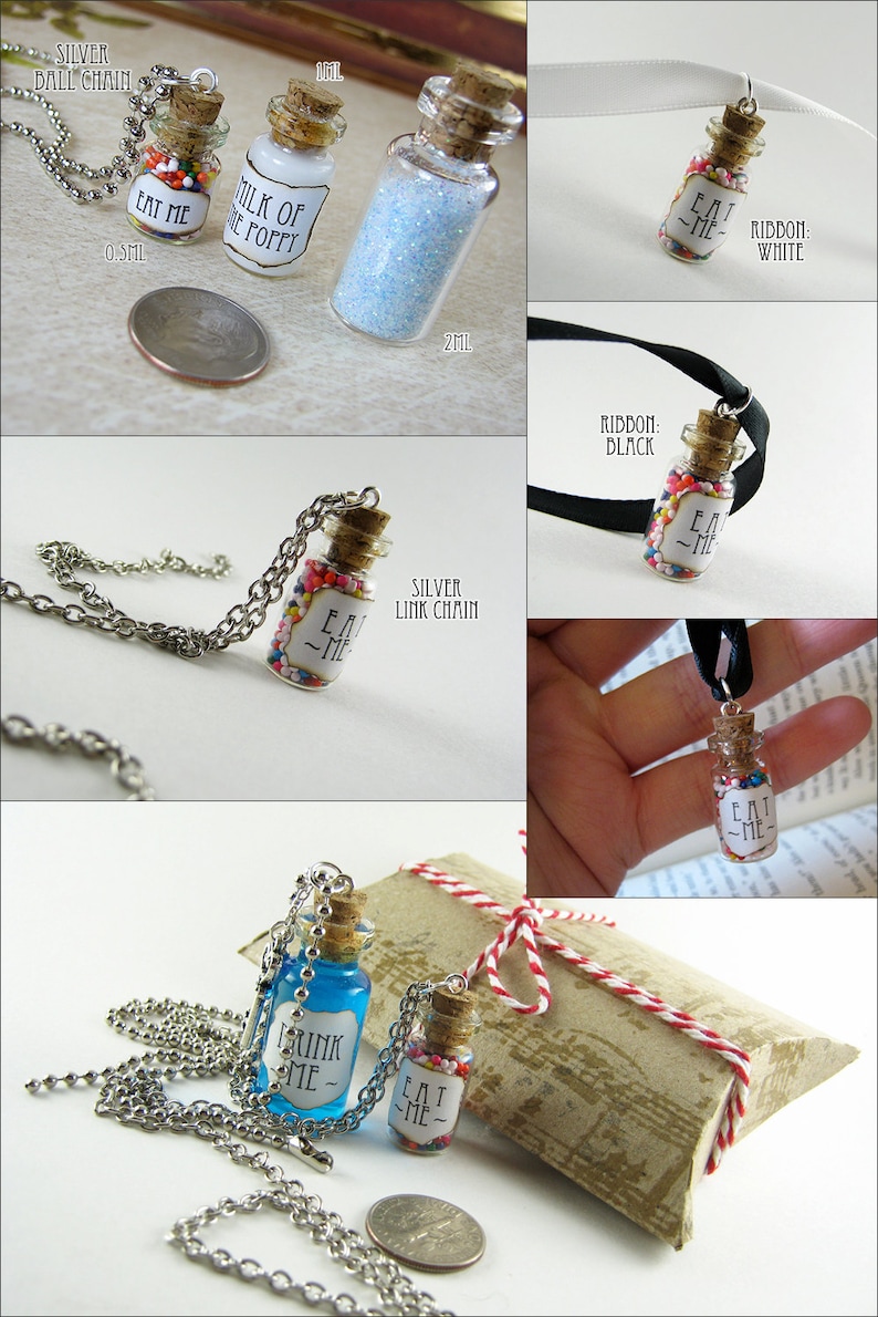 Stardust 2ml Glass Bottle Necklace Charm Star Dust Cork Bottle Vial Pendant Silver Fairy Tale Star image 5