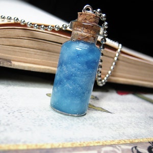 Blue Clouds in a Bottle Necklace Charm Day Sky Cork Glass Vial Pendant Kawaii image 4