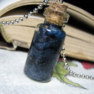 Night Sky and Stars in a Bottle Necklace Charm Dark Clouds Cork Glass Vial Pendant Kawaii image 2