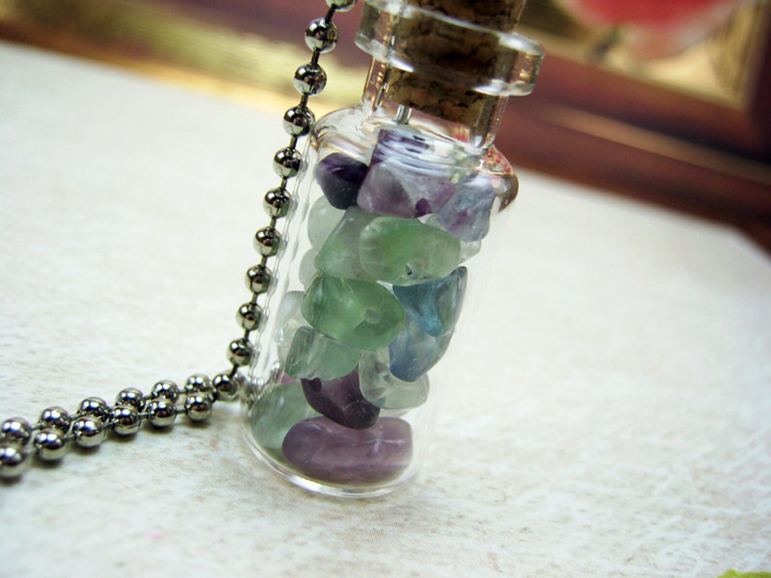 Fluorite Gemstone Chips 2ml Glass Vial Bottle Necklace Charm - Etsy