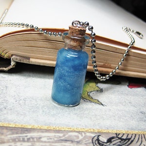 Blue Clouds in a Bottle Necklace Charm Day Sky Cork Glass Vial Pendant Kawaii image 3