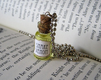 Snake Venom 1ml Glass Bottle Necklace Charm - Vial Cork Pendant - Snake's Venom Toxin Toxic