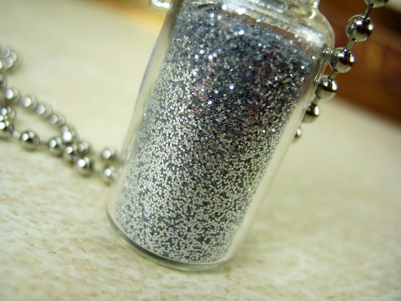 Stardust 2ml Glass Bottle Necklace Charm Star Dust Cork Bottle Vial Pendant Silver Fairy Tale Star image 4