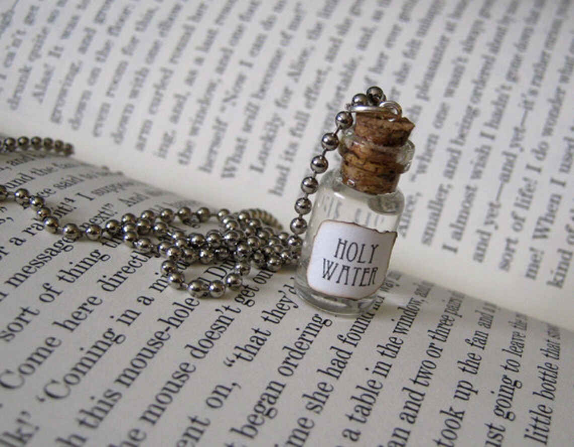 Holy Water 1ml Glass Bottle Necklace Charm Cork Vial Pendant Etsy