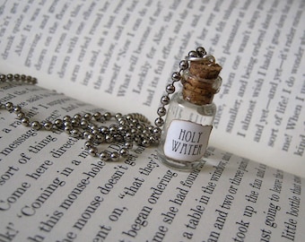 Holy Water 1ml Glass Bottle Necklace Charm - Cork Vial Pendant - Cute