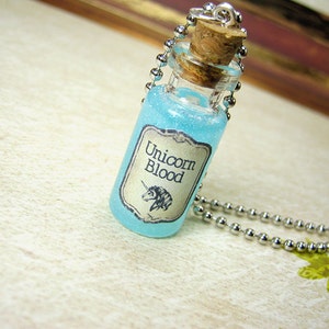 Unicorn Blood 2ml Glass Bottle Necklace Charm Glow in the Dark Cork Vial Pendant Magic Kawaii image 2