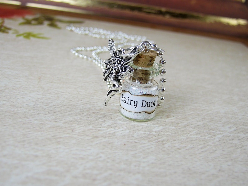 Fairy Dust Glass Bottle Necklace Charm 0.5ml Magic Dust Sparkle Glitter Vial Pendant Christmas Fairy image 1