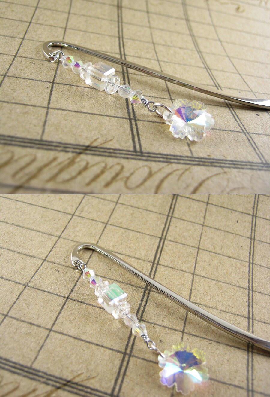 Silver Beaded Shepherd's Hook Bookmark Shepherd Etsy