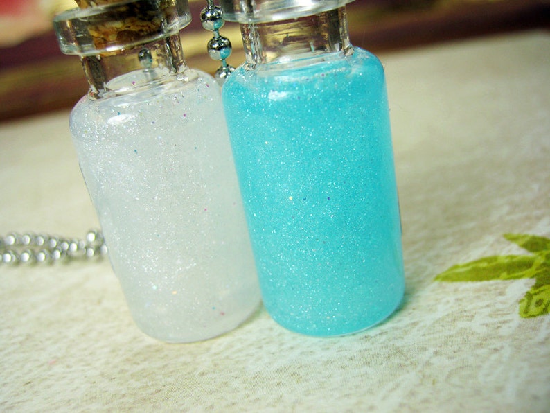 Unicorn Blood 2ml Glass Bottle Necklace Charm Glow in the Dark Cork Vial Pendant Magic Kawaii image 3