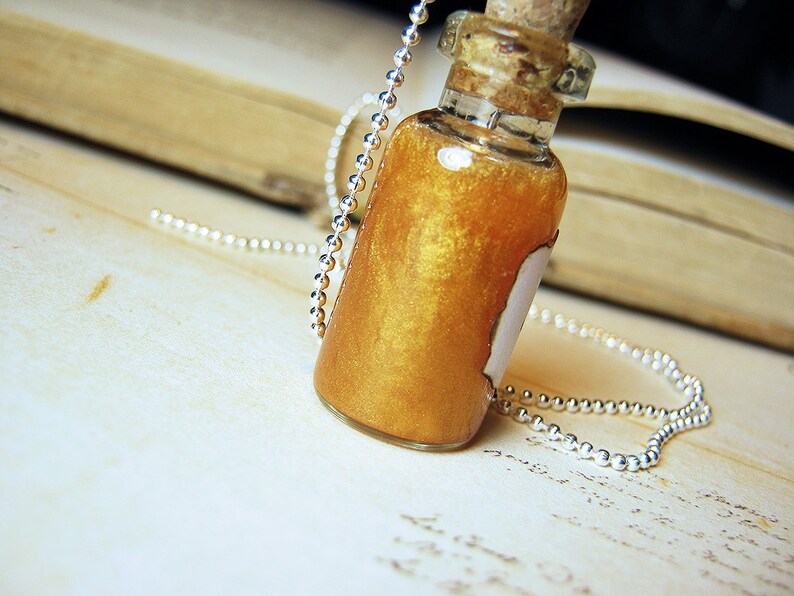 Karma Glass Bottle Necklace Charm Good Luck Energy Cork Vial Pendant image 3