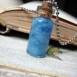 Blue Clouds in a Bottle Necklace Charm Day Sky Cork Glass Vial Pendant Kawaii image 2