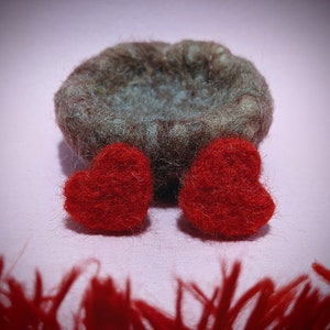 Handmade Needle Felted Hearts Felt Nest Natural Wool Felted Love Nest Couples Valentine&#39;s Day Present Gift for Family