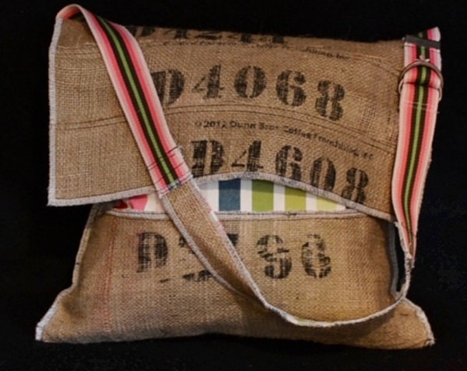 Messenger Bag Burlap Bag Burlap Coffee Bag Ipad Bag Cross Etsy
