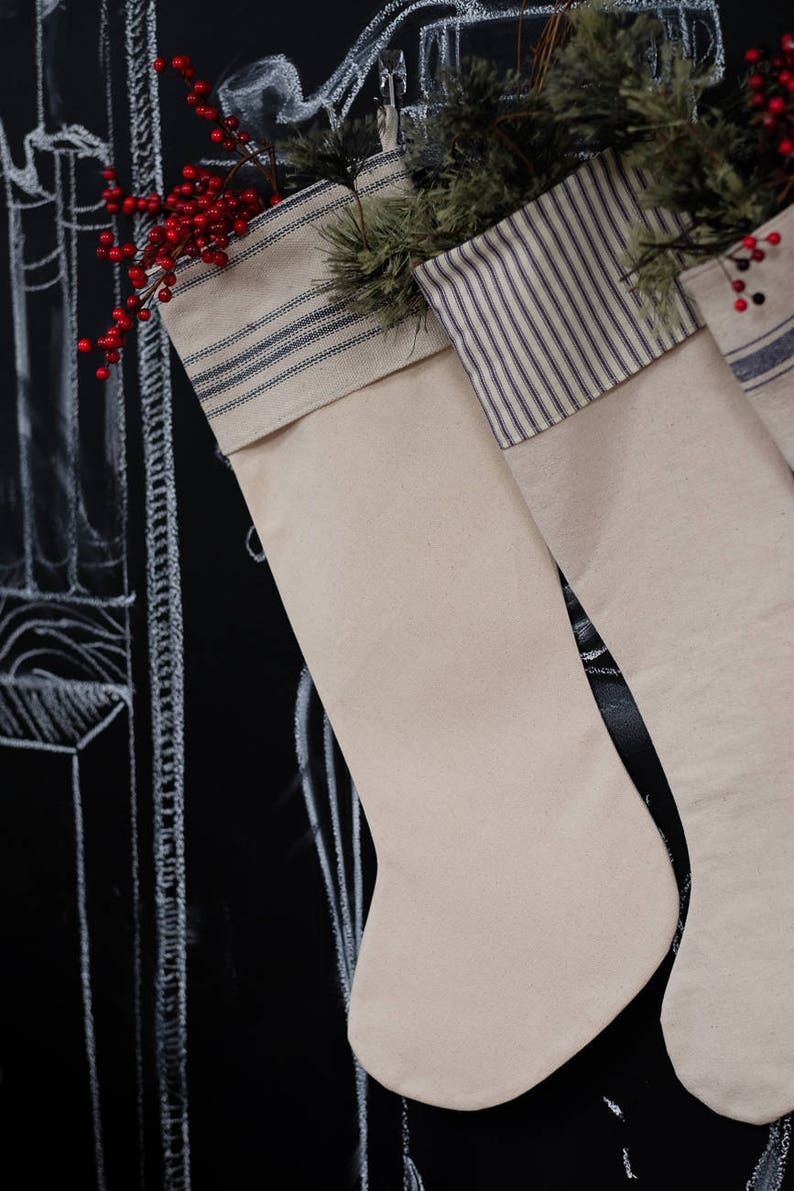 holiday decor Grain sack Christmas rustic Christmas stockings Christmas Stocking Grain sack Stockings