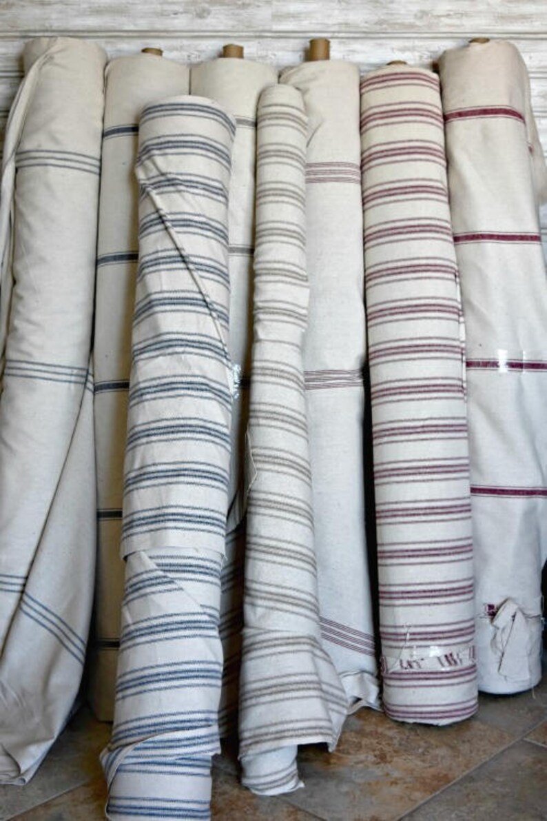 Farmhouse Fabric By Yard Grain Sack Continuous Cut Upholstery Etsy