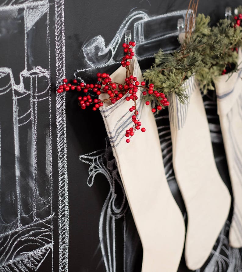 holiday decor Grain sack Christmas rustic Christmas stockings Christmas Stocking Grain sack Stockings
