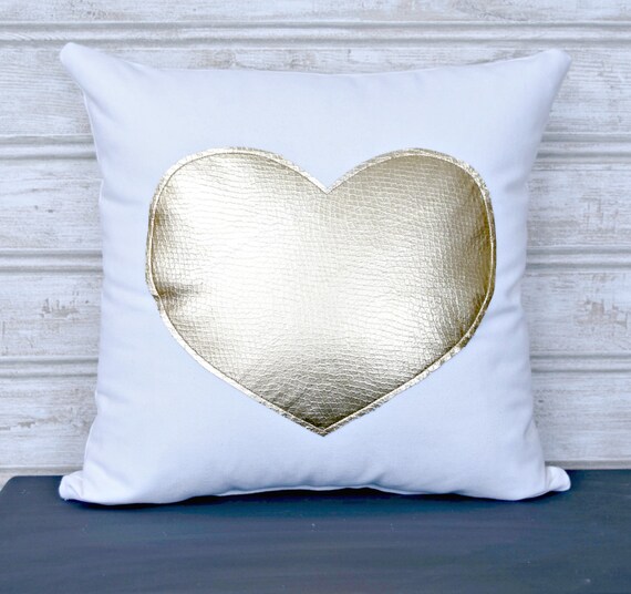 Items similar to Wedding, Metallic Gold Heart Pillow cover, Decorative