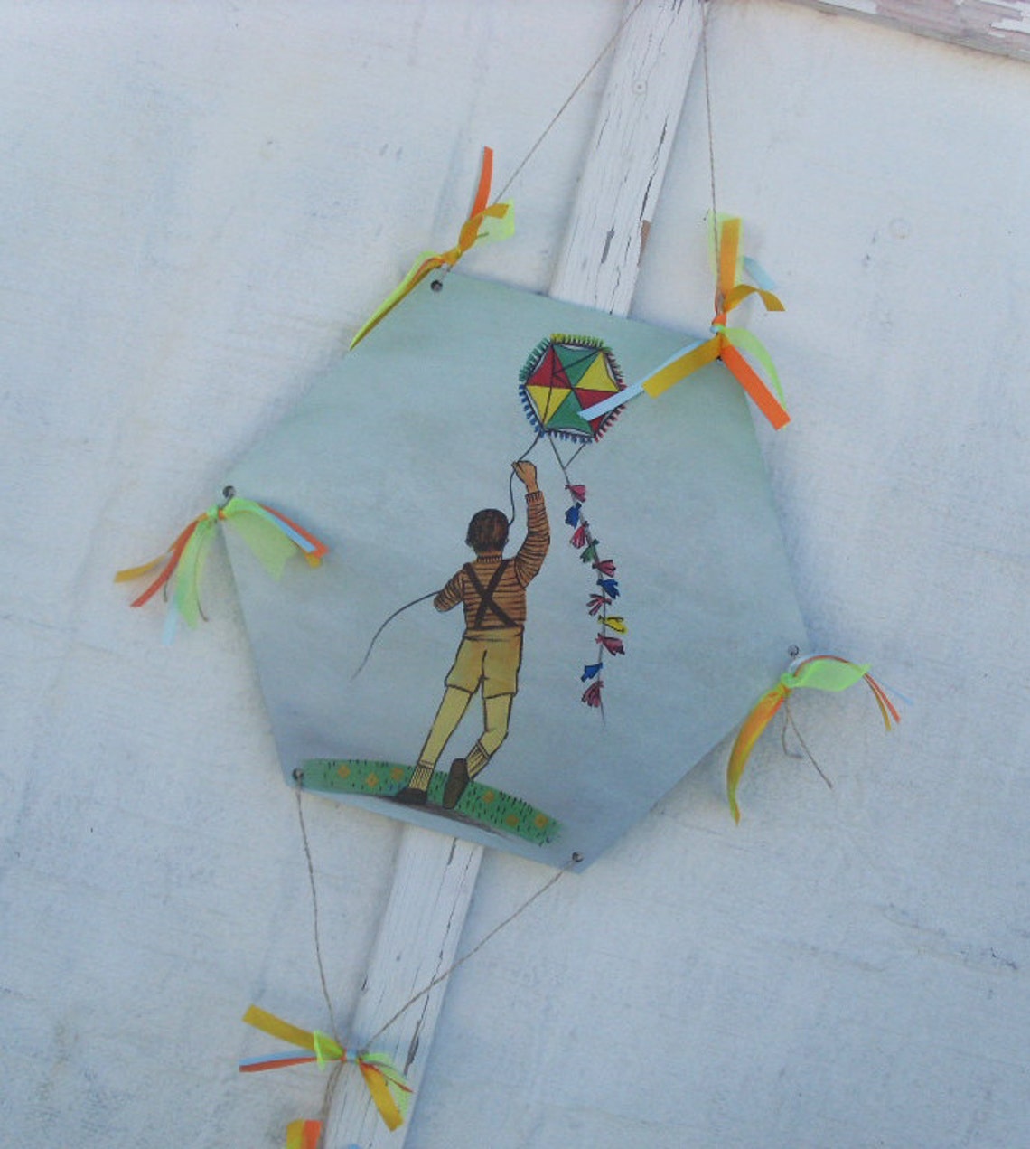 Kid Flying Kite Home Decor Kite Wooden Kite Wall Etsy