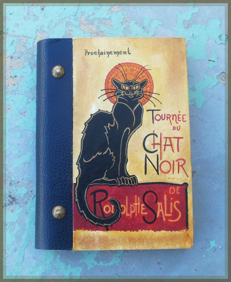 Notebook Wooden Notebook Custom Notebook Journal Notebook Writing Journal Sketchbook Art Nouveau Tournee De Chat Noir