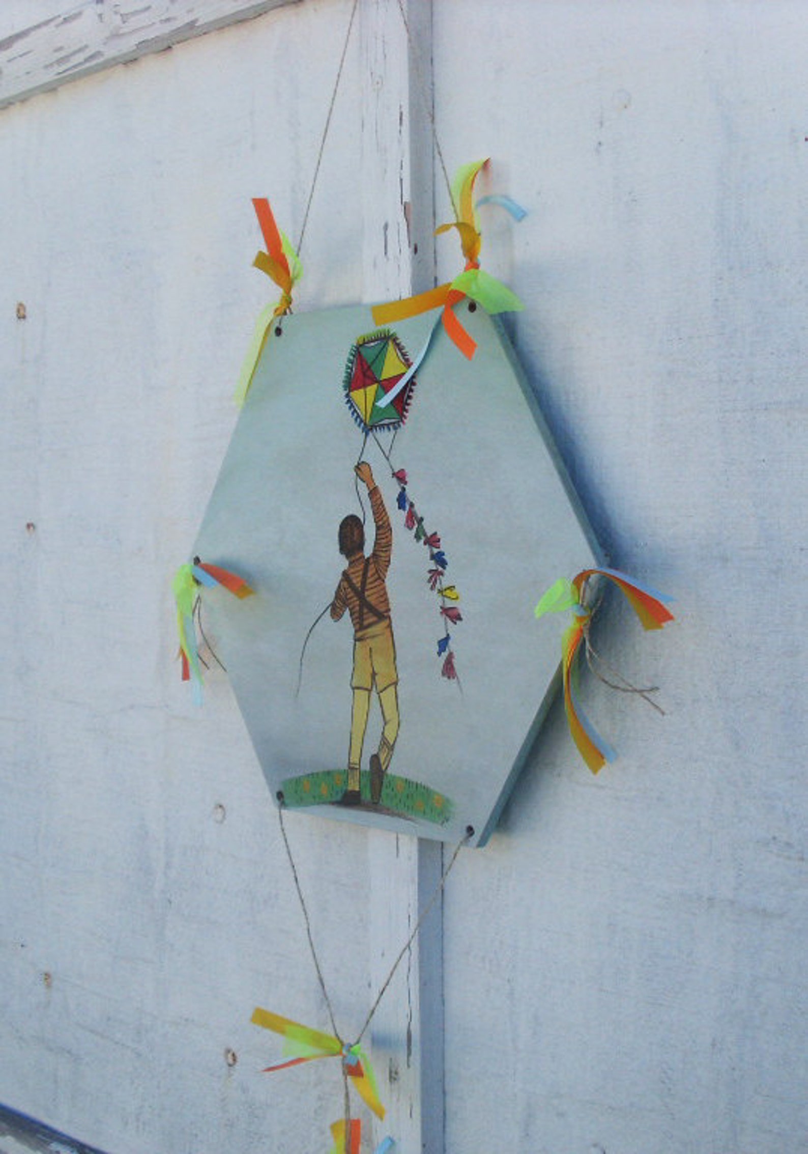 Kid Flying Kite Home Decor Kite Wooden Kite Wall Etsy