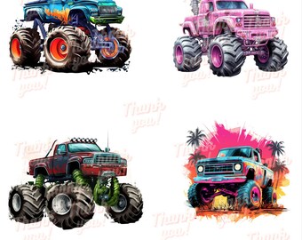 30 Different Truck PNG Images, Transportation Vehicles Graphics, Instant Digital Download, Commercial Use, Watercolor Vehicle Clipart Pack