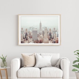 Digital Foggy Empire State Building New York City Photography Download,NYC Manhattan Top View,Office Wall Decor,Wall Street,Modern Home image 4