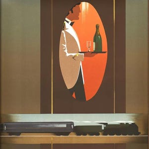 Vintage Travel Wall Art Print | Orient Express - Waiter Champagne France Poster Venice Simpson