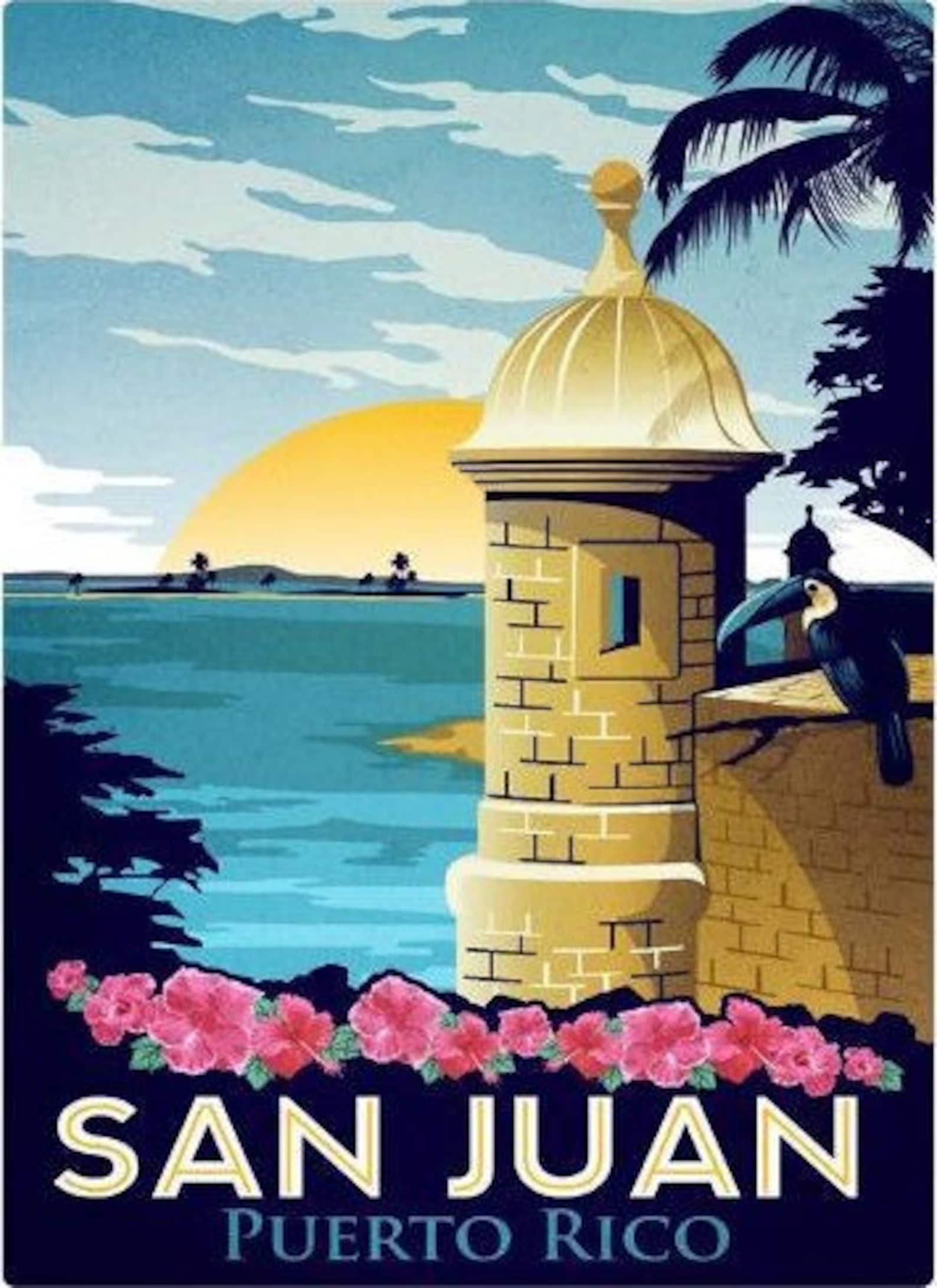 San Juan Puerto Rico Vintage Travel Poster, Art Prints, Travel Print